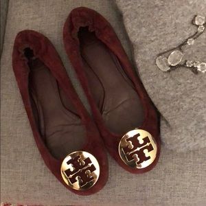 Tory Burch Suede Wine Color Reva Flats